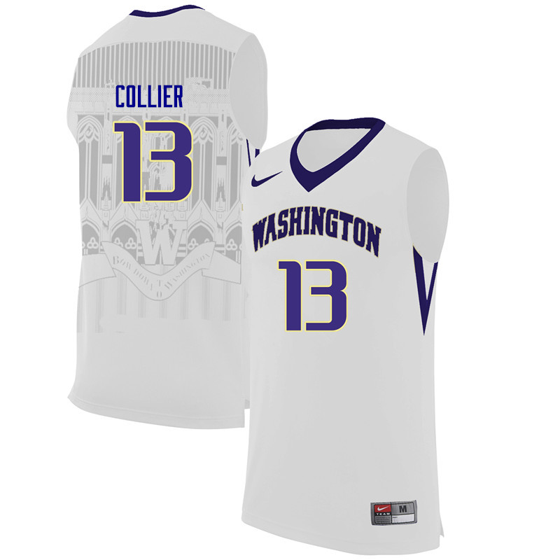 Men Washington Huskies #13 Katie Collier College Basketball Jerseys-White